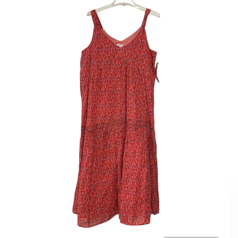 Joie Tiered Maxi Dress Tea Rose V-Neck Drop Waist Size Large